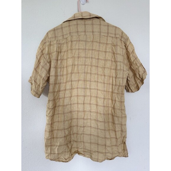PAUL SMITH Yellow Plaid Check Short Sleeve Shirt XXL Linen Designer Outdoor Top - Picture 2 of 5
